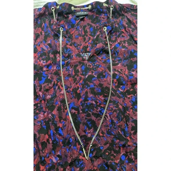 TORRID Women's Size 0 Gold Chain Link TANK CREPE ANIMAL Print Top Shirt Tank - Picture 7 of 7